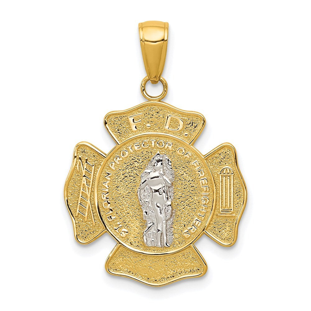 14k Two-tone Gold Saint Florian Medal Pendant for Women