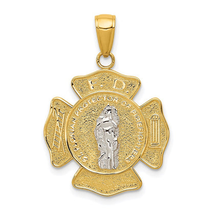 14k Two-tone Gold Saint Florian Medal Pendant for Women