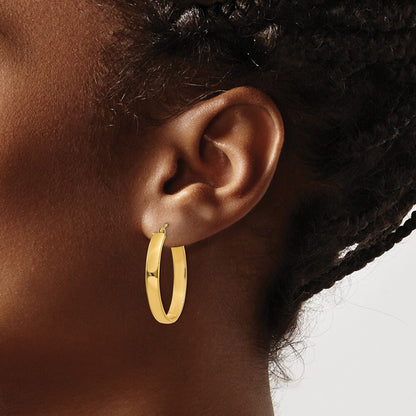 14k Yellow Gold Lightweight Oval Hoop Earrings Gift for Women