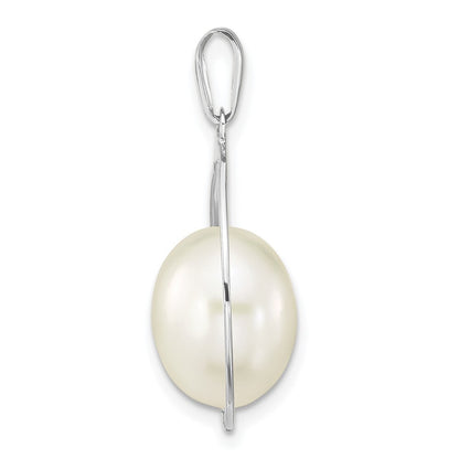 14k White Gold 8-9mm White Rice Freshwater Cultured Pearl Teardrop Pendant
