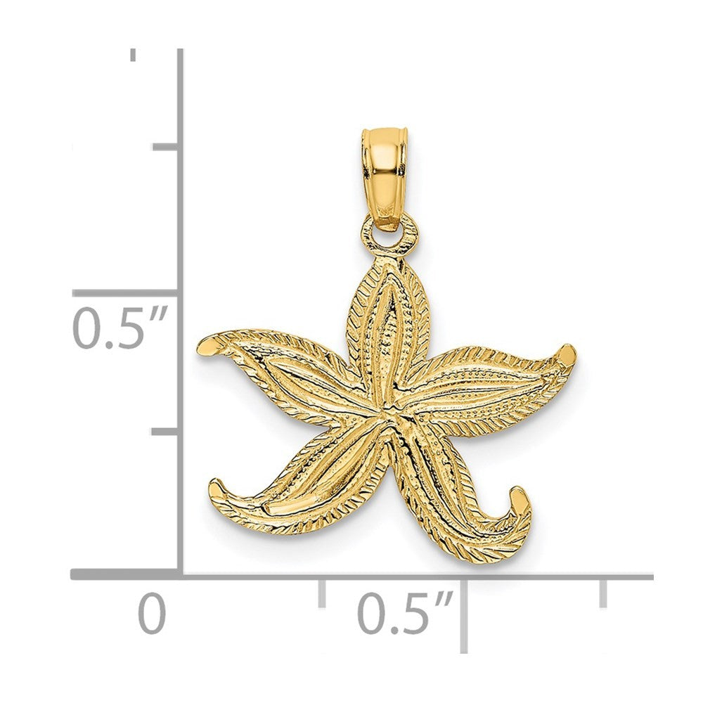 14k Yellow Gold Flat Starfish Charm Pendant