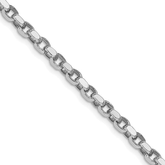 Sterling Silver Rhodium-plated 3.5mm Diamond-cut Rolo Chain Necklace