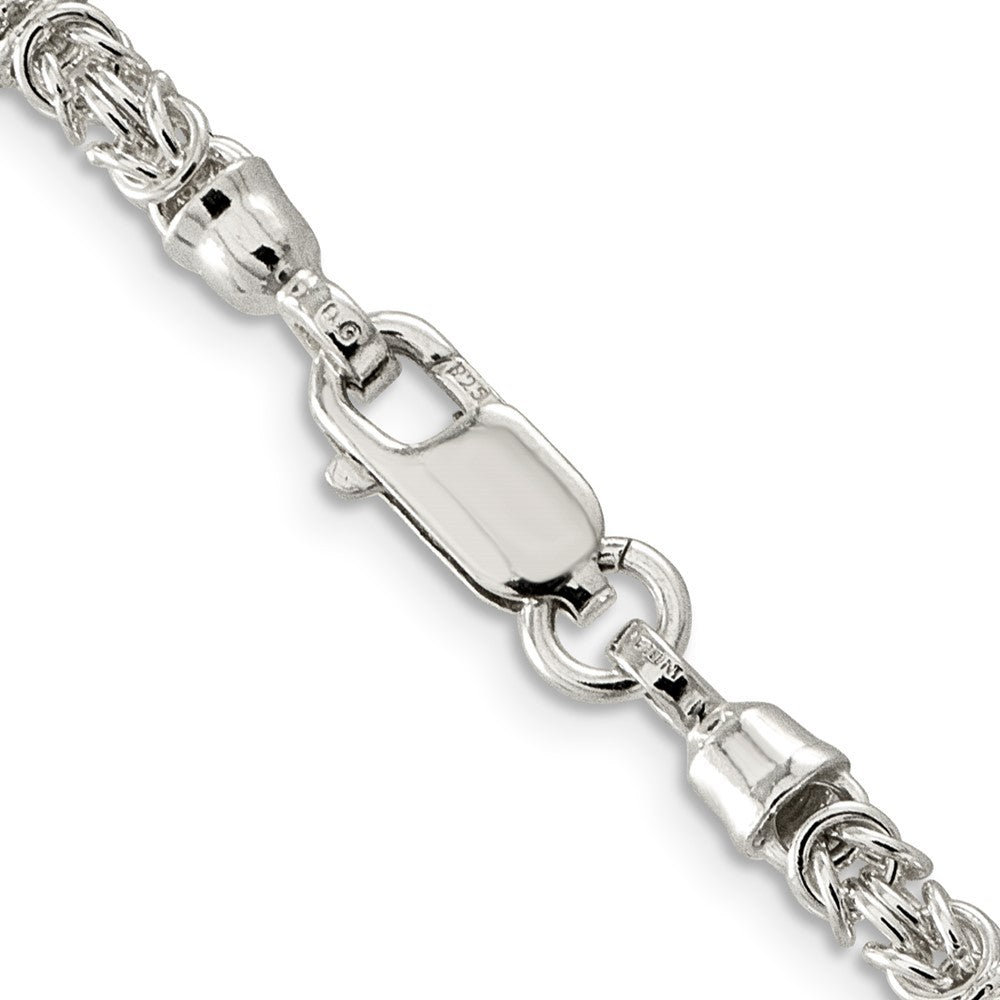 Sterling Silver 4mm Fancy Byzantine Chain Necklace