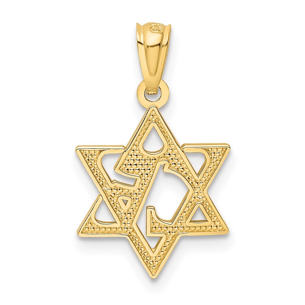 14k Yellow Gold Star of David Pendant for Women