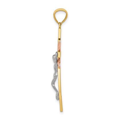 14k Tri-Color Gold Tri-color Crucifix Pendant for Women