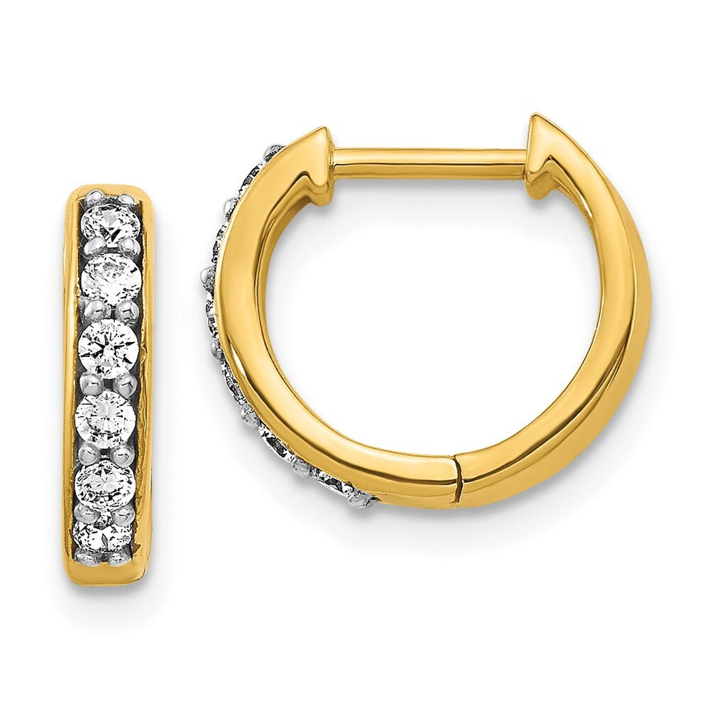 14k Yellow Gold Diamond Hinged Hoop Earrings