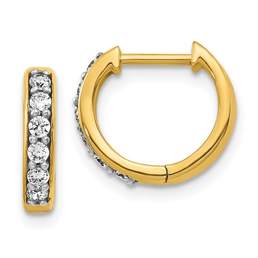 14k Yellow Gold Diamond Hinged Hoop Earrings