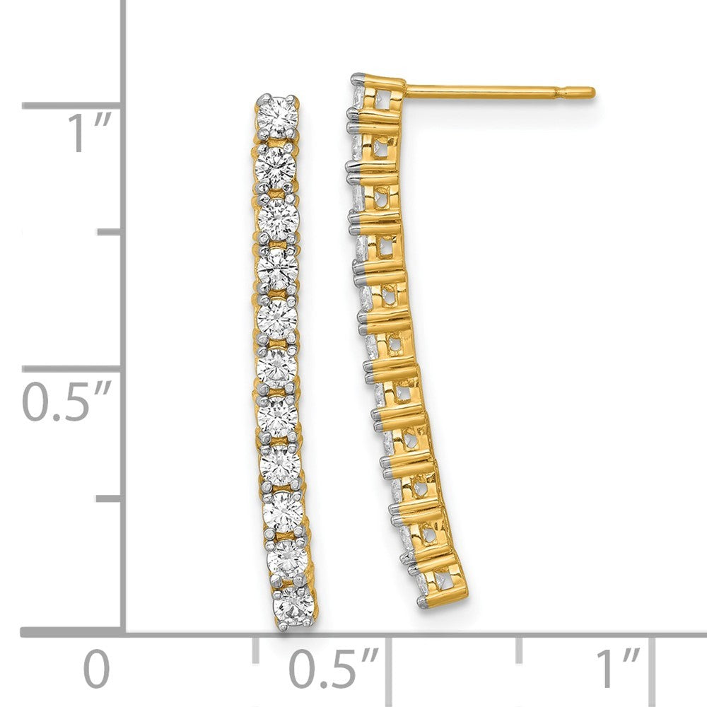 14k Yellow Gold Polished CZ Dangle Earrings