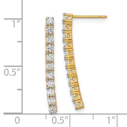 14k Yellow Gold Polished CZ Dangle Earrings