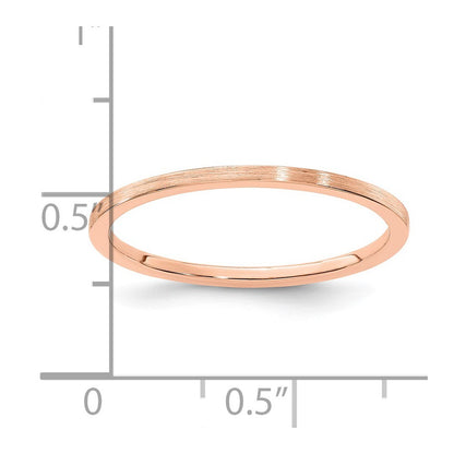 14K Rose Gold 1.2mm Flat Satin Stackable Band Size 7