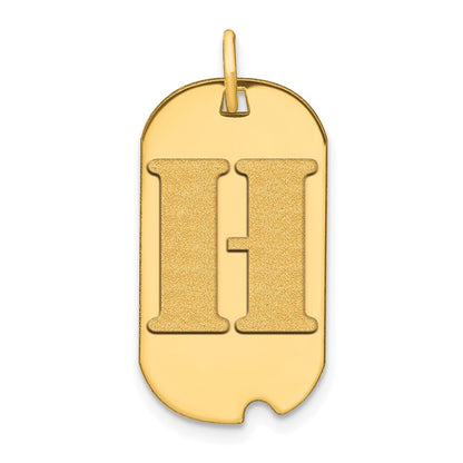14k Yellow Gold Polished Letter H Initial Dog Tag Pendant for Women
