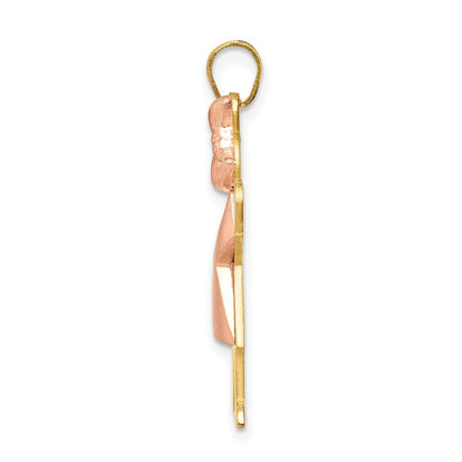 14k Two-Tone Gold Puffed Girl with Bow on Right Engravable Charm