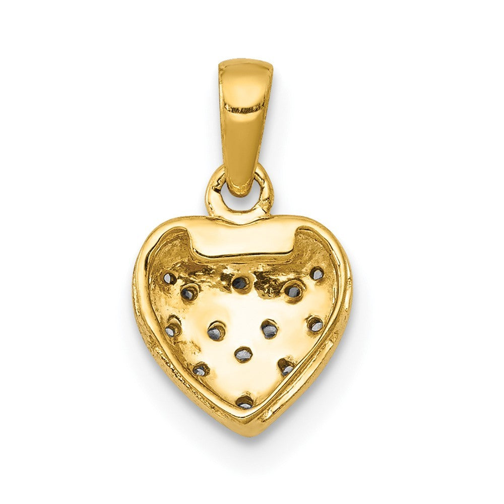 14k Yellow Gold White Rhodium Diamond Heart Pendant