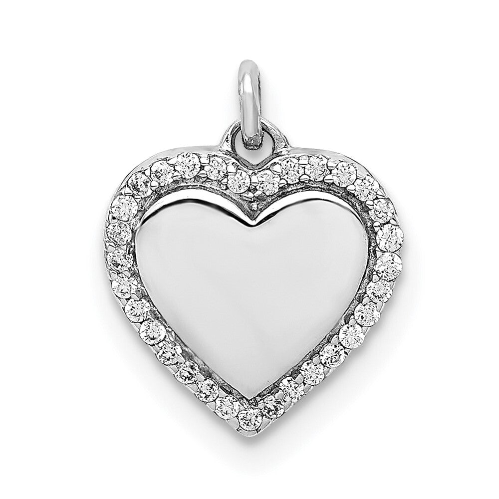 14k White Gold 1/10ct. Diamond Fancy Polished Heart Pendant for Women