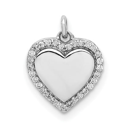 14k White Gold 1/10ct. Diamond Fancy Polished Heart Pendant for Women