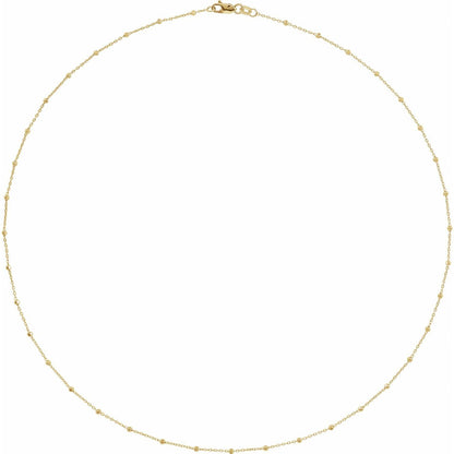 14k Yellow Gold .85 mm Faceted Beaded Cable 24" Chain Necklace