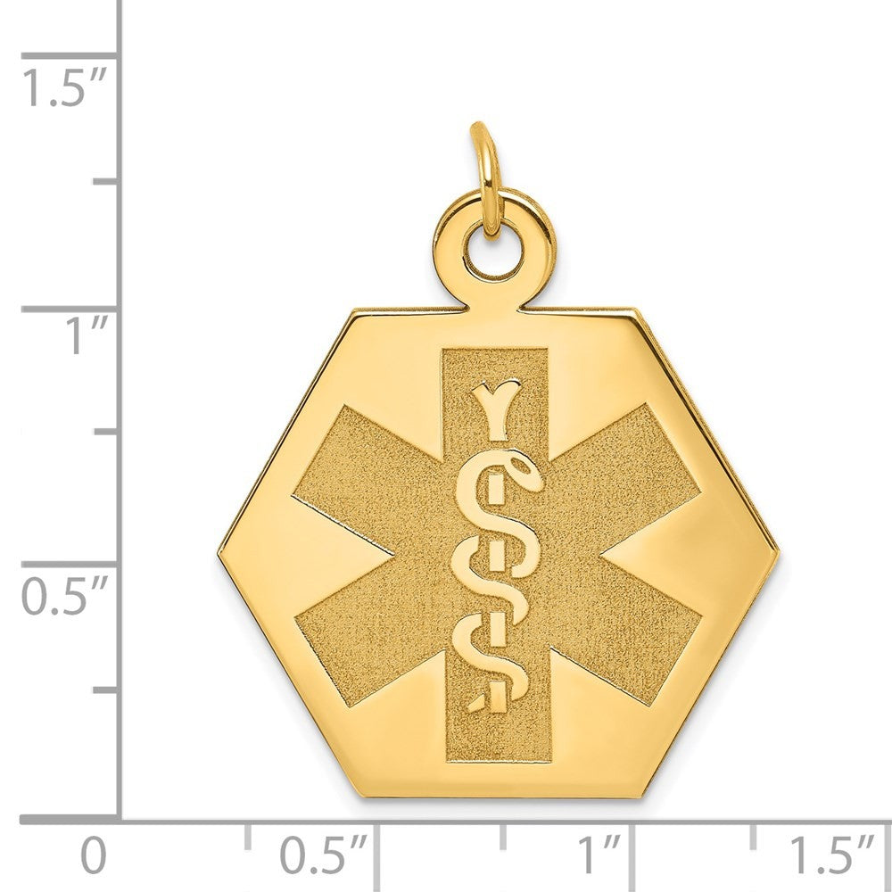 14k Yellow Gold 22.5mm Hexagon Non-enameled Medical Jewelry Pendant
