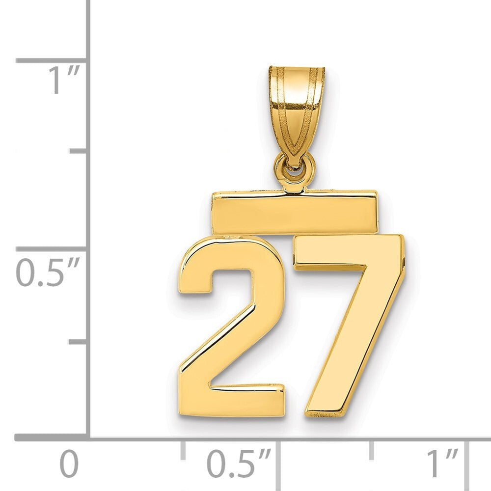 14k Yellow Gold Small Polished Number 27 Charm Pendant for Women