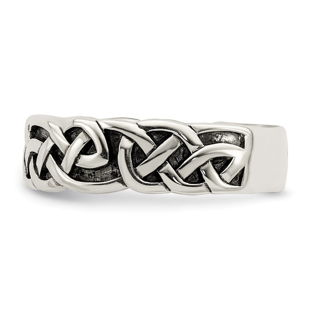 Sterling Silver Antiqued Celtic Knot Band Size 7