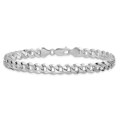 Sterling Silver Rhodium-plated 7mm Beveled Curb Chain Bracelet
