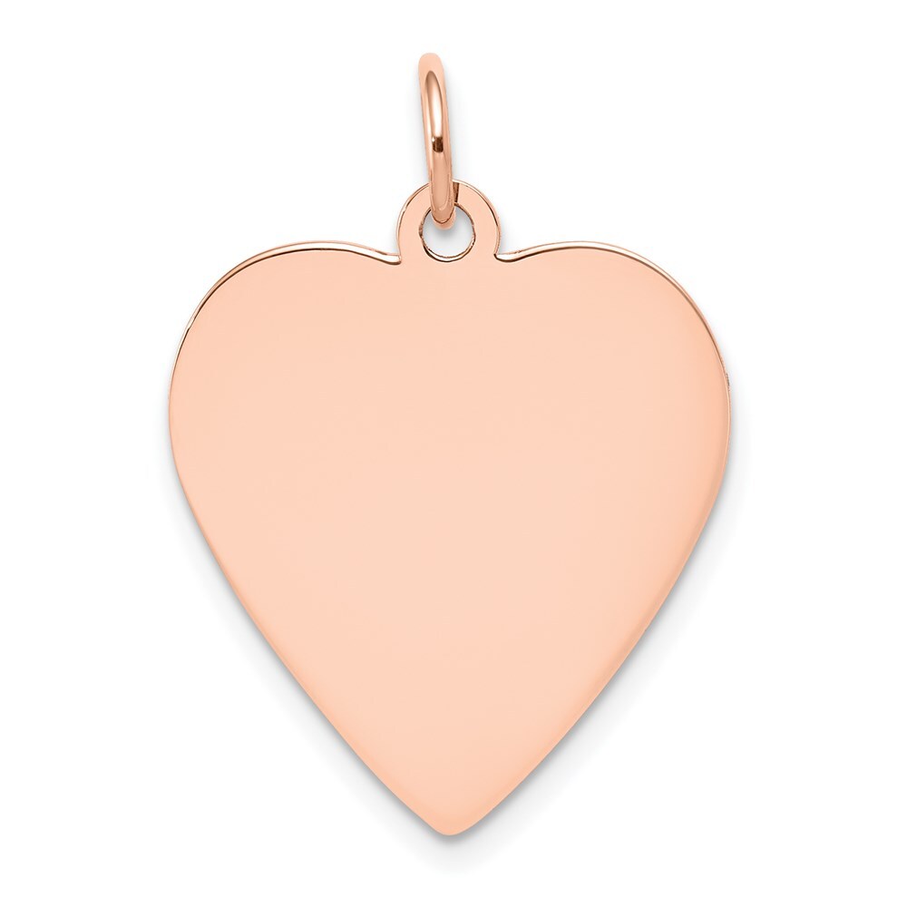 14k Rose Gold Plain .027 Gauge Engraveable Heart Disc Charm Pendant for Women