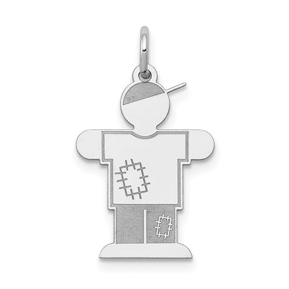 14k White Gold Kid Charm Pendant for Women