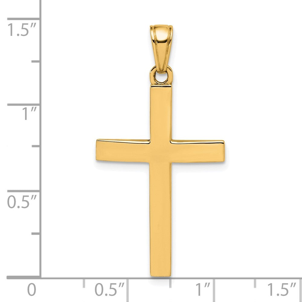 14k Yellow Gold Polished Beveled Cross Charm