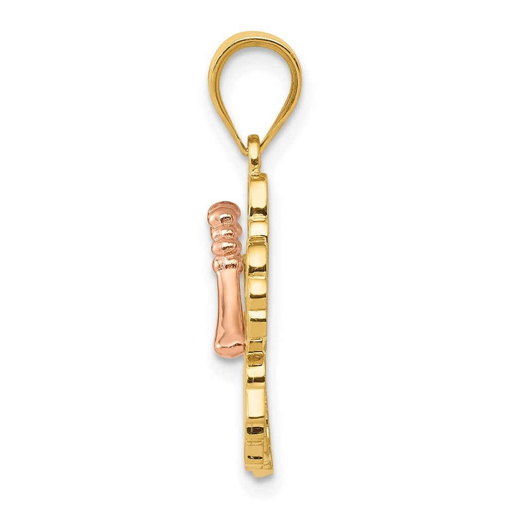 14k Yellow and Rose Gold Hibiscus Flower Pendant