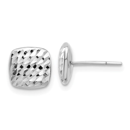 14K White Gold Diamond Cut Square Stud Earrings Gift for Women