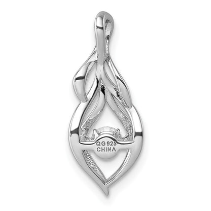 Sterling Silver Dangle Vibrant Moving Cubic Zirconia Open Teardrop Swirl Pendant