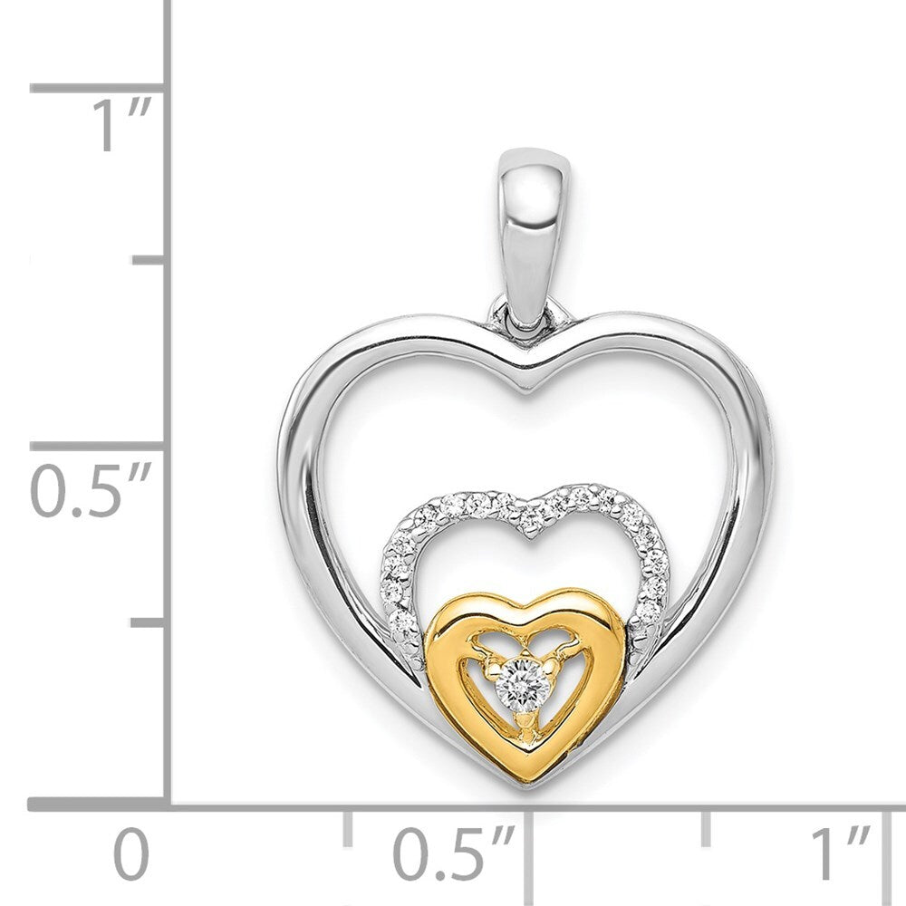 14k Two-tone Gold 1/15ct. Diamond Triple Heart Pendant for Women