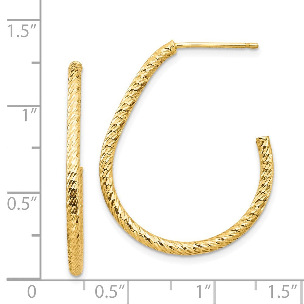 14k Yellow Gold Polished Diamond-cut Dangle Earrings