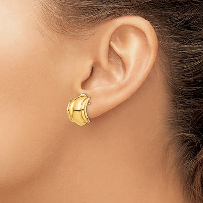 14k Yellow Gold Polished Fancy Omega Back Stud Earrings