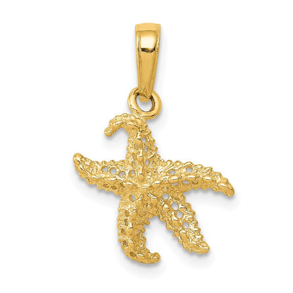 14k Yellow Gold Starfish Pendant for Women