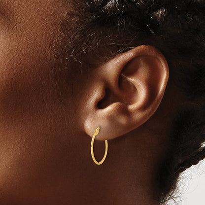 14k Yellow Gold Polished Knife Edge Hoop Earrings Gift for Women