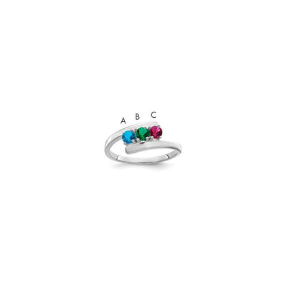 Sterling Silver Rhodium-plated Synthetic 3 Stone Mother's Ring