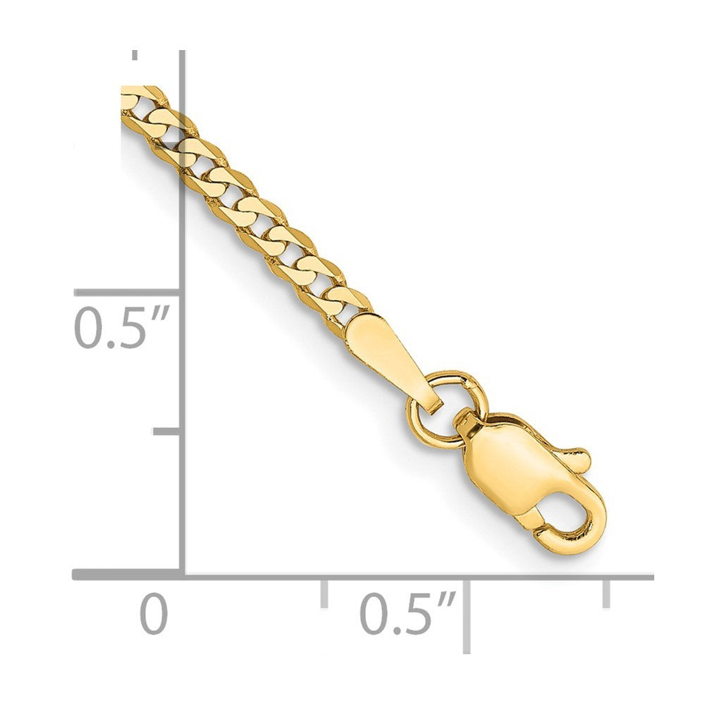 14k Yellow Gold 8 inch 2.2mm Flat Beveled Curb Bracelet