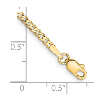 14k Yellow Gold 8 inch 2.2mm Flat Beveled Curb Bracelet