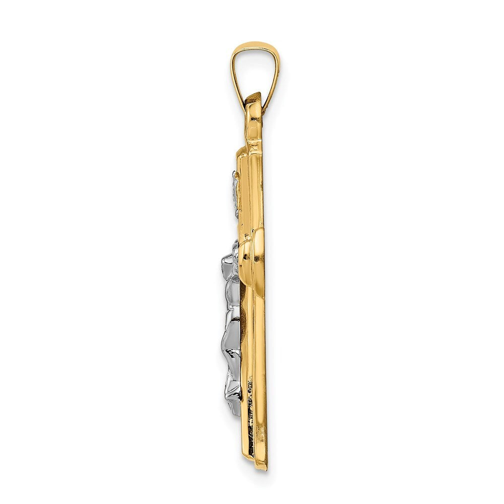 14k Two-tone Gold INRI Hollow Crucifix Pendant for Women