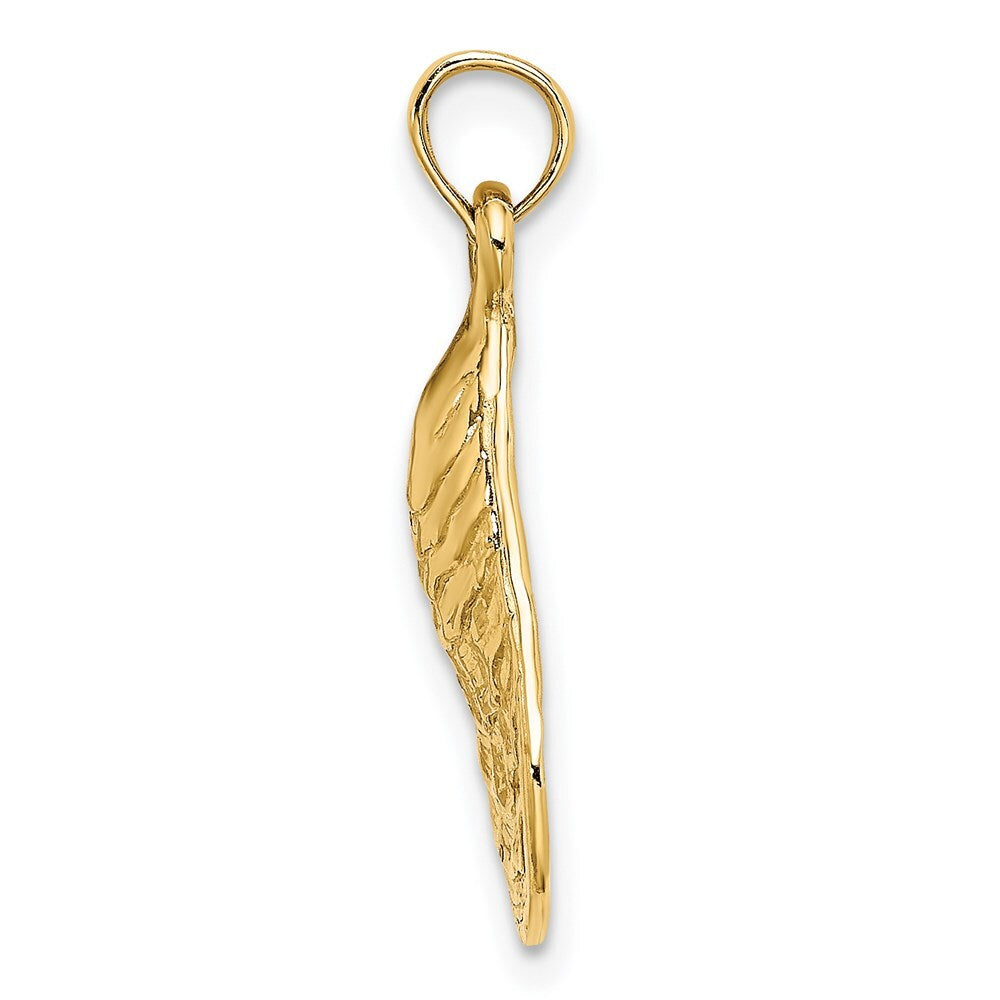 14k Yellow Gold Textured and Polished Oyster Shell Charm Pendant for Women