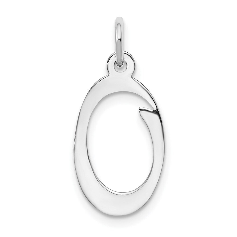 14k White Gold Script Letter O Initial Charm Pendant for Women