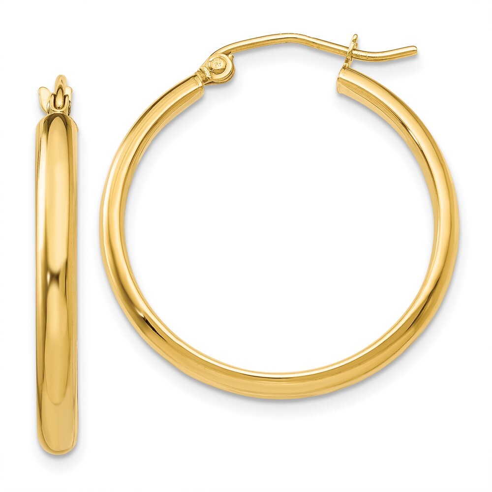 14k Yellow Gold Polished Hoop Earring Gift for Women