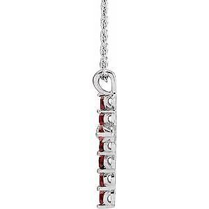 14k White Gold Natural Mozambique Garnet Cross 16-Pendant Necklace 18"