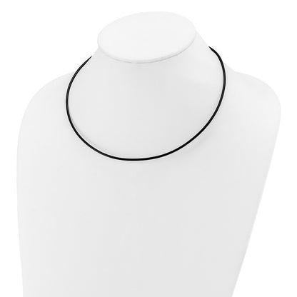 14k White Gold Clasp 2mm 18 inch Black Leather Cord Necklace