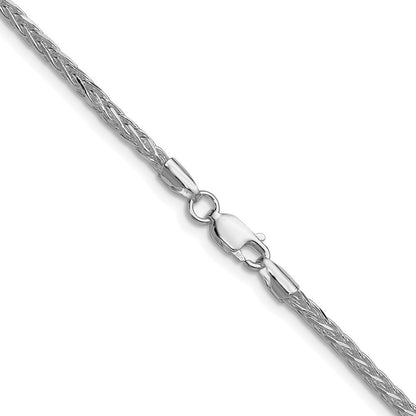 Sterling Silver Rhodium 2.5mm 8 Sided Diamond-Cut Double Spiga Chain Necklace