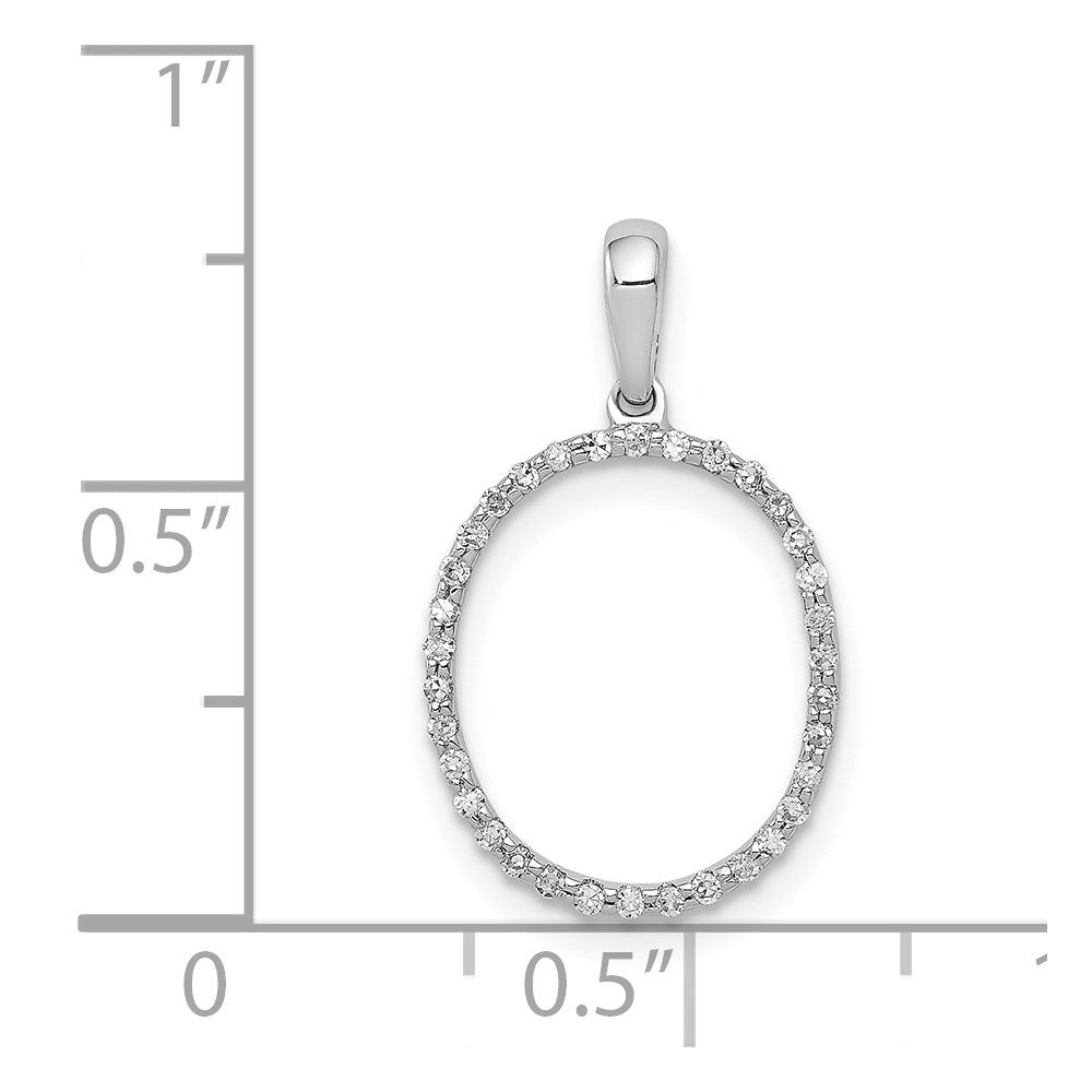 14k White Gold Diamond Letter O Initial Pendant