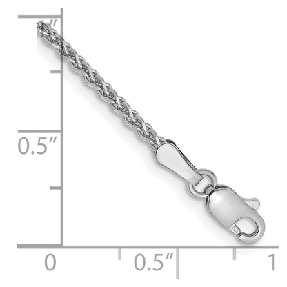 14K White Gold 6 inch 1.7mm Diamond-cut Spiga Chain Bracelet