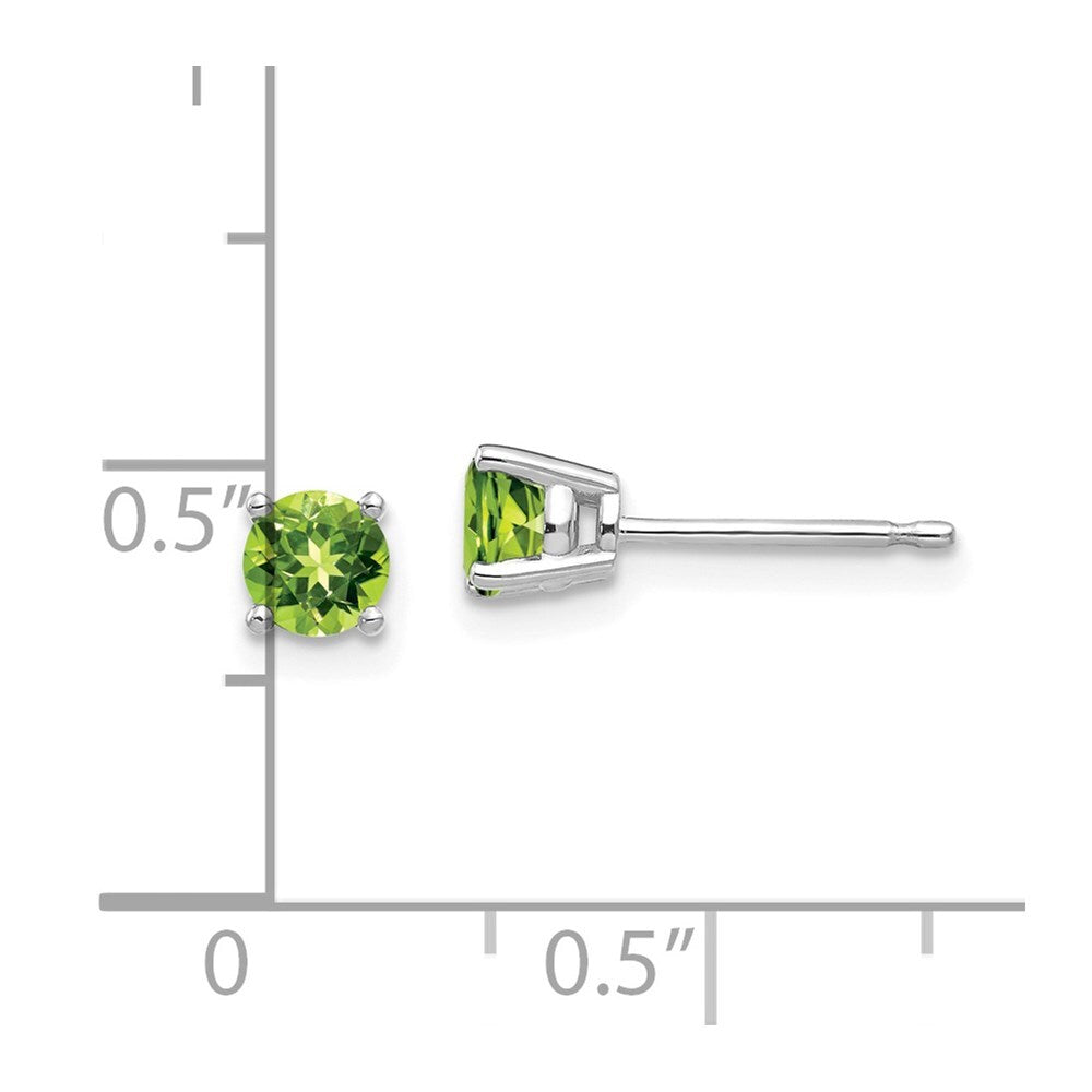 14k White Gold 4mm Peridot Stud Earrings Gift for Women