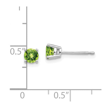 14k White Gold 4mm Peridot Stud Earrings Gift for Women