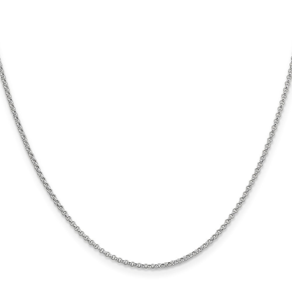 14K White Gold 20 inch 1.55mm Rolo Pendant Chain Necklace